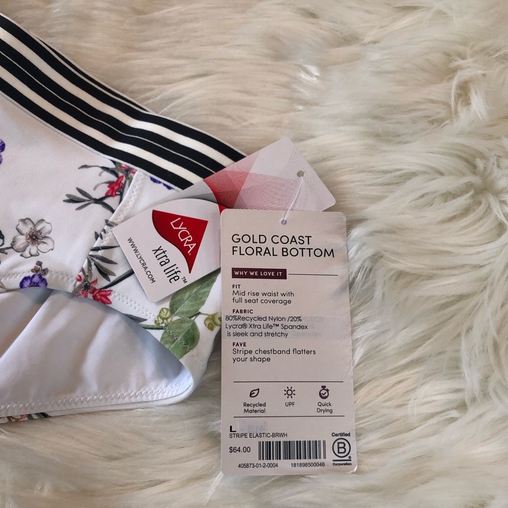 Athleta Gold Coast Floral Banded Bikini Bottom L - Picture 5 of 8